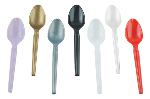 Cucharas Descartables Para Postres Grande Colores X 20 U. 