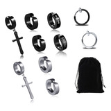 Aretes Hombre Falsos Piercing Arracadas Set ( 10 Piezas) Jz