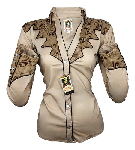 Camisa Vaquera Dama Strech Animal Print Suede Elegante Dbw