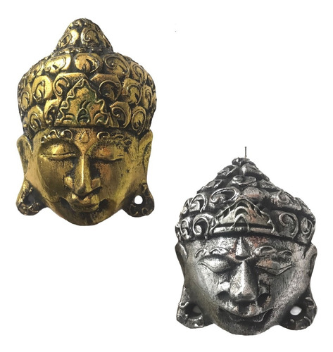Buda Máscara (16,5 -17 Cm) Escultura Madeira Par Mask000009