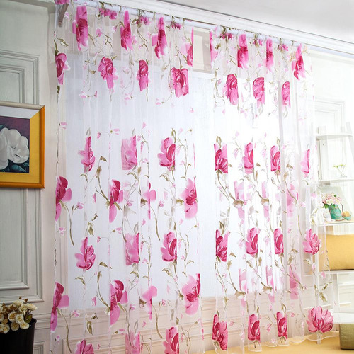 Cortinas Opacas De Tul Con Forma De Flores Grandes, Para Ven