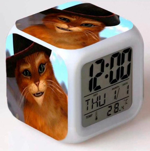 Reloj Despertador El Gato Con Botas, Sherk, Película, New