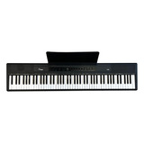 Piano Electrico Parquer 88 Teclas Sensitivo Fuente Atril Color Negro