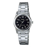 Reloj Para Mujer Casio Ltp_v001d_1b Plateado Color Del Fondo Negro