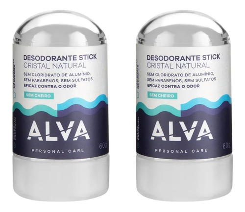 Kit 2 Desodorantes Sem Aluminio Cristal Alva Natural Vegano