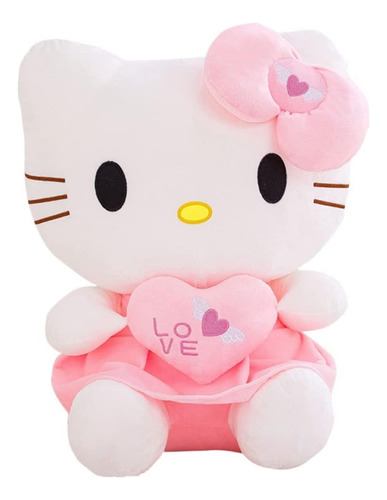 Peluche Hello Kitty Con Corazón Kawaii Para 25cm