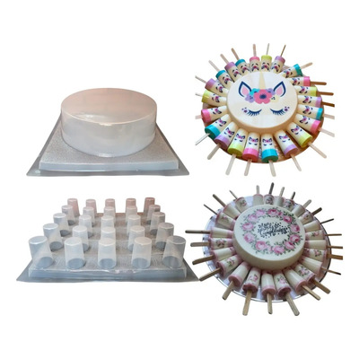 Kit 2 Moldes Gelatina Circulo Grande Y Gelipaletas Blanco
