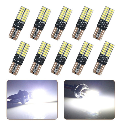 10pcs Foco Pellizco Vela Cuartos Led T10 Led Para Carro