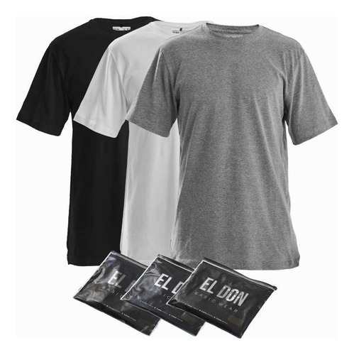 Pack X3 Remeras Basicas Regular Fit Algodon Poliester El Don