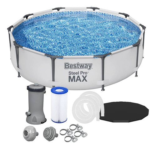 Piscina Bestway 4678l Pro Max Estrutural+filtro 2006l/h+capa Cor Cinza - 220v