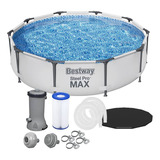 Piscina Bestway 4678l Pro Max Estrutural+filtro 2006l/h+capa Cor Cinza - 220v