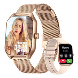 Filiekeu Smartwatch Glucosa Llamada Bluetooth Deportivo Impermeable 2 Strap Reloj Inteligente Mujere Hombre Rosa Oro