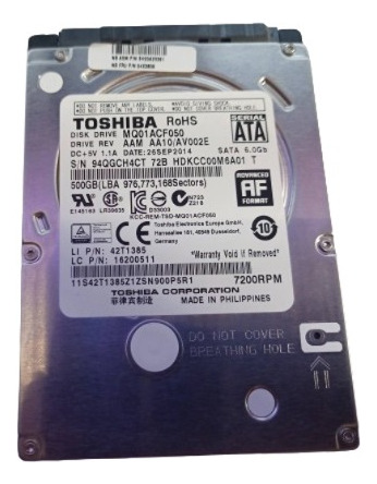 Disco Rígido Interno Toshiba Mq01acf Series Mq01acf050 500gb