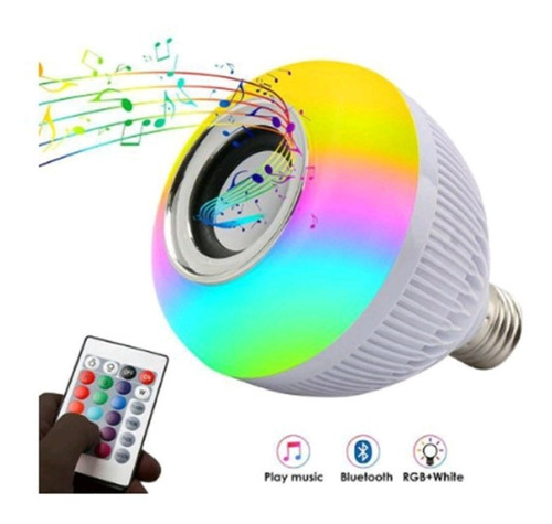 Lampada Luz Led Rgb Via Bluetooth Música Caixa Som + Control