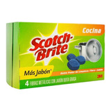 Fibra Metálica 3m Scotch Brite Con Jabón Cajita Con 4 Pz 