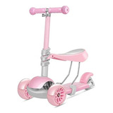 Patín Del Diablo Scooter Para Niños 3 Ruedas Con Asiento Color Rosa