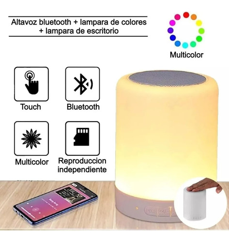 Lámpara Led Bluetooth Rgb Táctil Con Bocina Recargable