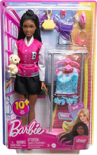 Barbie Morena Brookling Modista Estilista Con Ropa Y Mascota