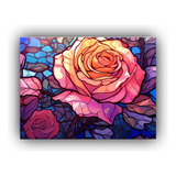 Cuadro Decorativo Canva Figuras Stained Glass Pink Roses Pur