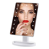 Espejo Portátil Para Maquillaje Con Luz Led Touch Pilas