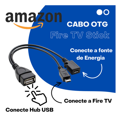 Cabo Otg P/ Fire Stick-mi Stick 4k-realme Tv 4k-v8 Fêmea