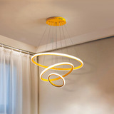 Lustre Pendente Moderno Anéis 3 Arcos 60cm Led 89w Dourado Bivolt