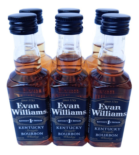 Whiskey Evan Williams Black Miniatura 50cc 6 Unidades.