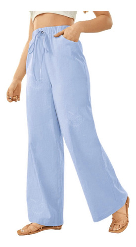 Pantalones Casuale Suelto De Algodón Y Lino Para Mujer