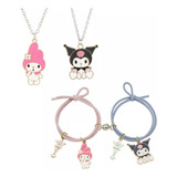 Pulseira My Melody Kuromi Casal + Colar Bff Presente Amizade