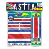 Kit 8 Adesivos Envernizado Costa Rica Bandeiras