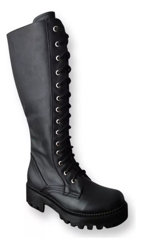 Bota De Mujer Larga Negro Piel Dark, Rockr, Punk Gotica