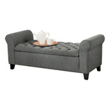 Mueble Diván Dinasty Suede Gris  Baul Moderno 1pzs