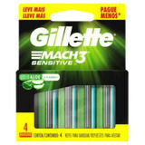 Carga De Aparelho Para Barbear Gillette Mach3 Sensitive 4un