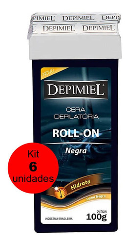 Kit 6 Cera Depilatória Roll-on Negra 100g - Depimiel