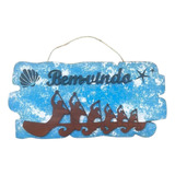 Placa De Porta Decoração Canoa Havaiana Mar