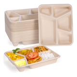 Platos Desechables Compostables, 5 Compartimentos, Paquete D