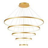 Lustre Pendente Moderno Anéis 5 Arco Pe Direito Duplo Cor Dourado 110v/220v