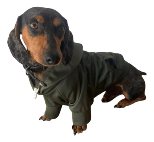 Buzo Abrigo Para Mascotas Verde Militar Talle 2
