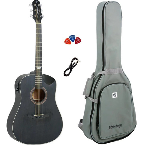 Kit Violão Eletroacustico Strinberg Sd201hc Tabacco Satin