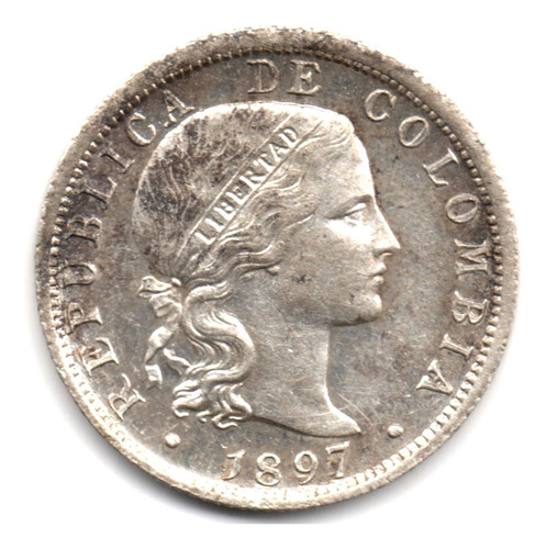 10 Centavos 1897 Bogotá Plata Nueva Y Con Todo El Brillo
