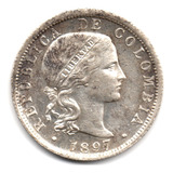 10 Centavos 1897 Bogotá Plata Nueva Y Con Todo El Brillo