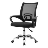 Silla De Oficina Ejecutiva Ergonómica Negra Con Base Cromada Color Negro Material Del Tapizado Malla