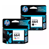 Kit Cartucho De Tinta Original Hp Preto E Colorido 664