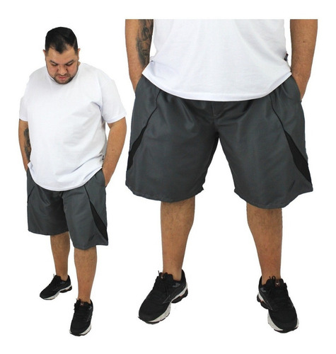 Shorts Tactel Elástico 3 Bolsos Tamanho Extra Plus Size Pdk