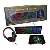Kit Gamer 4en1 Teclado + Mouse + Mouse-pad + Audifnos Aoas /