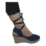 Sandalia Romana Plataforma Mujer Jean Azul Oscuro Altura 6cm