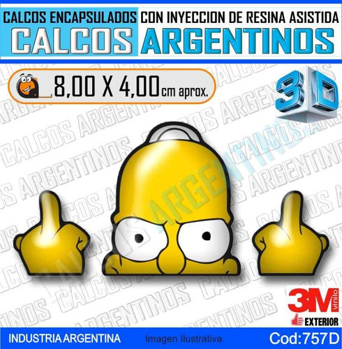 Calcomania 3d C/relieve, Resina Homero Simpson Fuck You