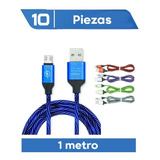 Cable Micro Usb V8 Reforzado De Nylon Rayo - 10 Pzs