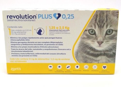 Antiparasitario Para Gatos Revolution Plus De 1,25 A 2,5 Kg 