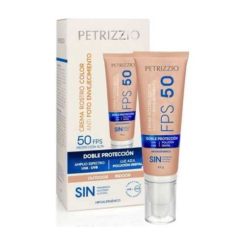 Petrizzio Crema Doble Protección Rostro Color Fps-50/luzazul